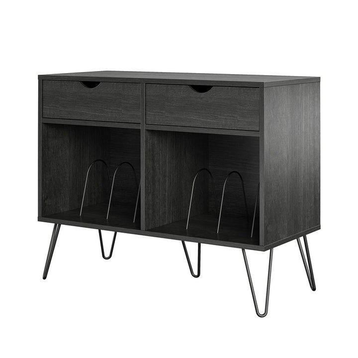 Concord Turntable Stand with Drawers - Black Oak