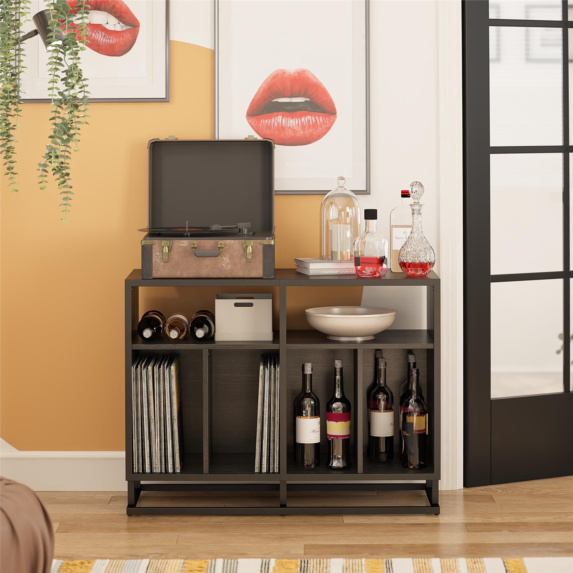 Regal Double Wide Record Station with 6 Open Cubbies – RealRooms