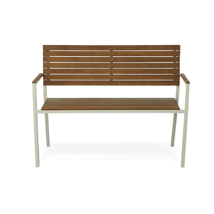 Newport Metal and Wood Garden Bench  -  Natural