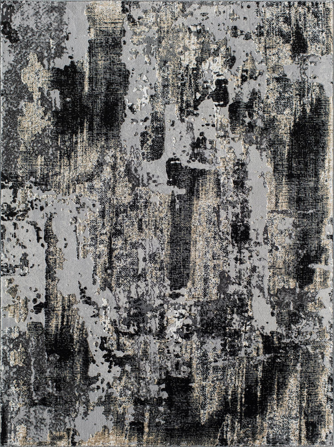 Astor Onyx Black Transitional Abstract Black Area Rug  -  Black  -  5'3"x7'0"