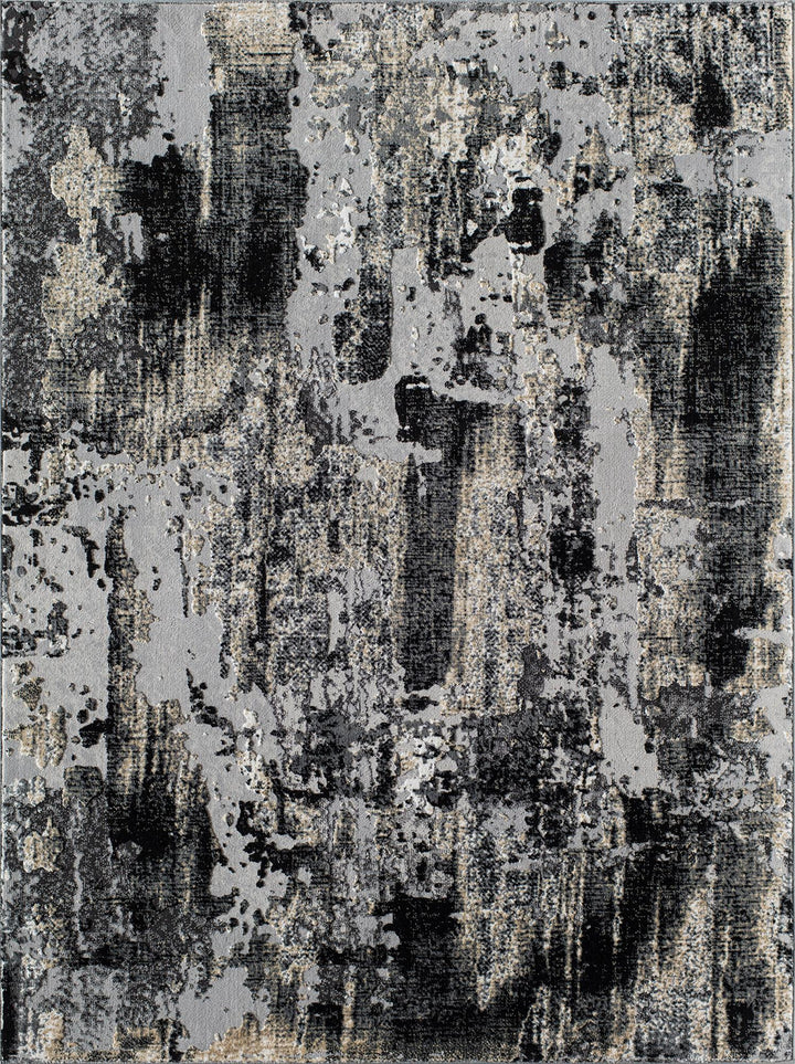 Astor Onyx Black Transitional Abstract Black Area Rug  -  Black  -  5'3"x7'0"