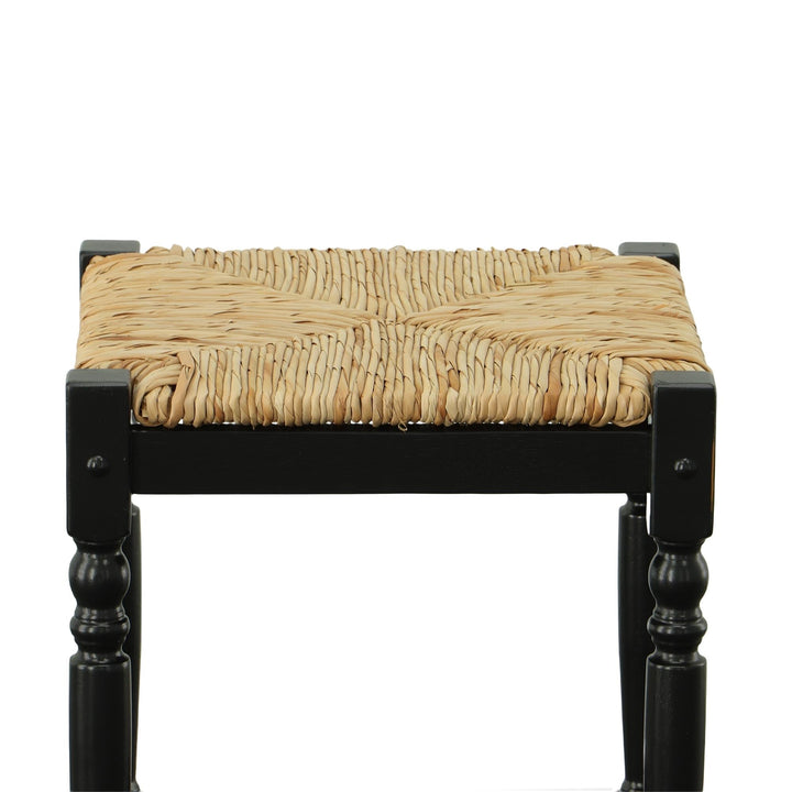 Contemporary rush seating stool -  Black