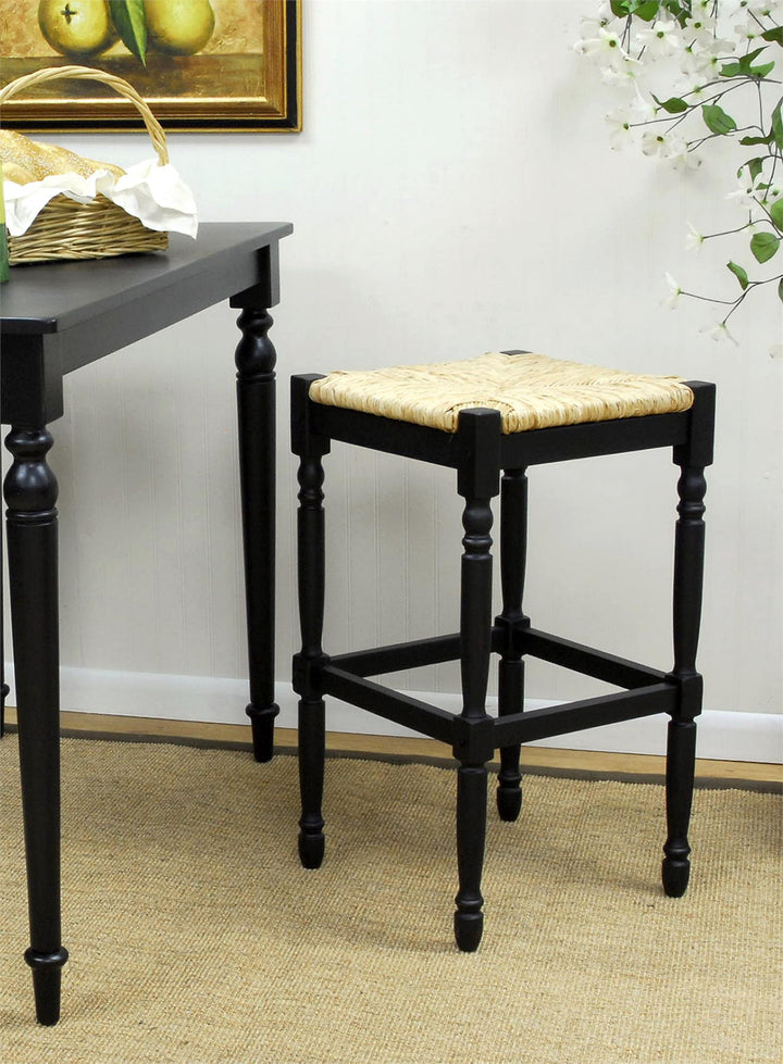 Modern rush seat barstool -  Black