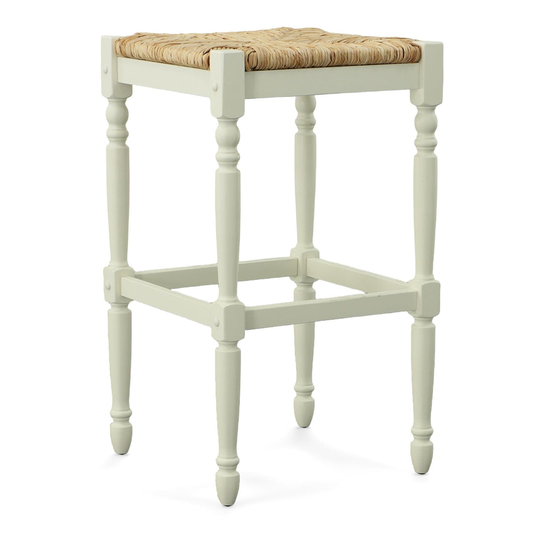 Mabel Barstool with Rush Style Seat  -  White