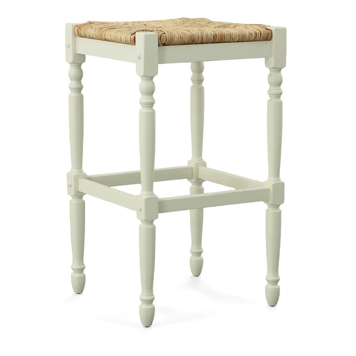 Mabel Barstool with Rush Style Seat  -  White