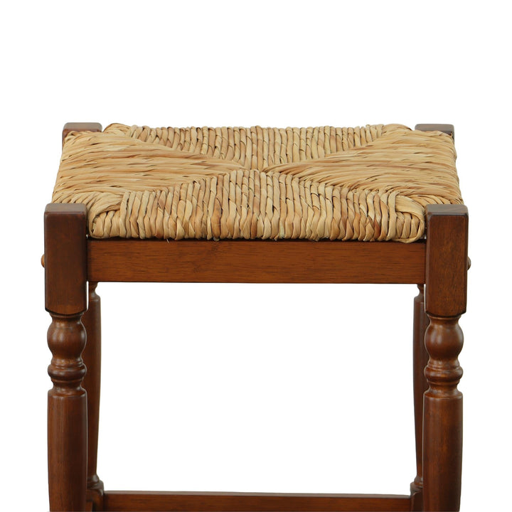 Contemporary rush seating stool -  Chestnut