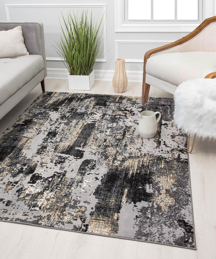 Transitional rug designs in deep black -  Black  -  8'0"x10'0"