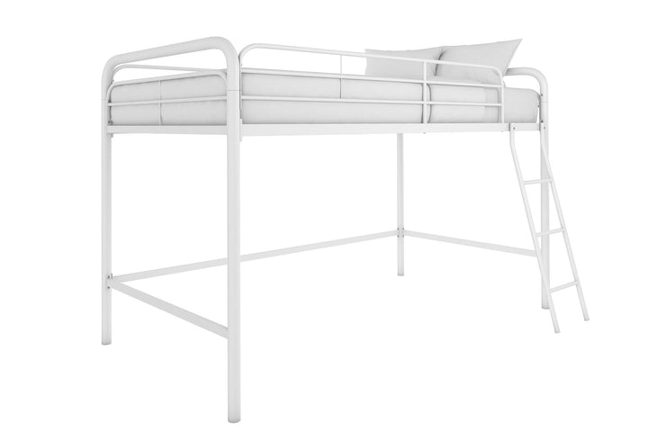 Jett Junior Loft Bed with Metal Frame and Built-In Ladder - White - Twin