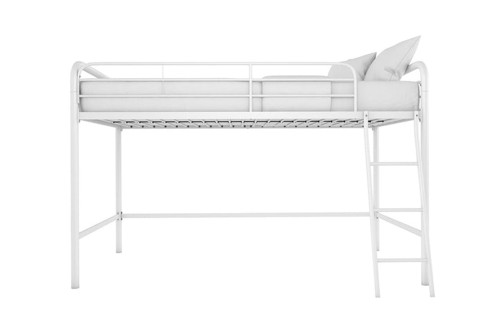 Jett Junior Loft Bed with Metal Frame and Built-In Ladder - White - Twin