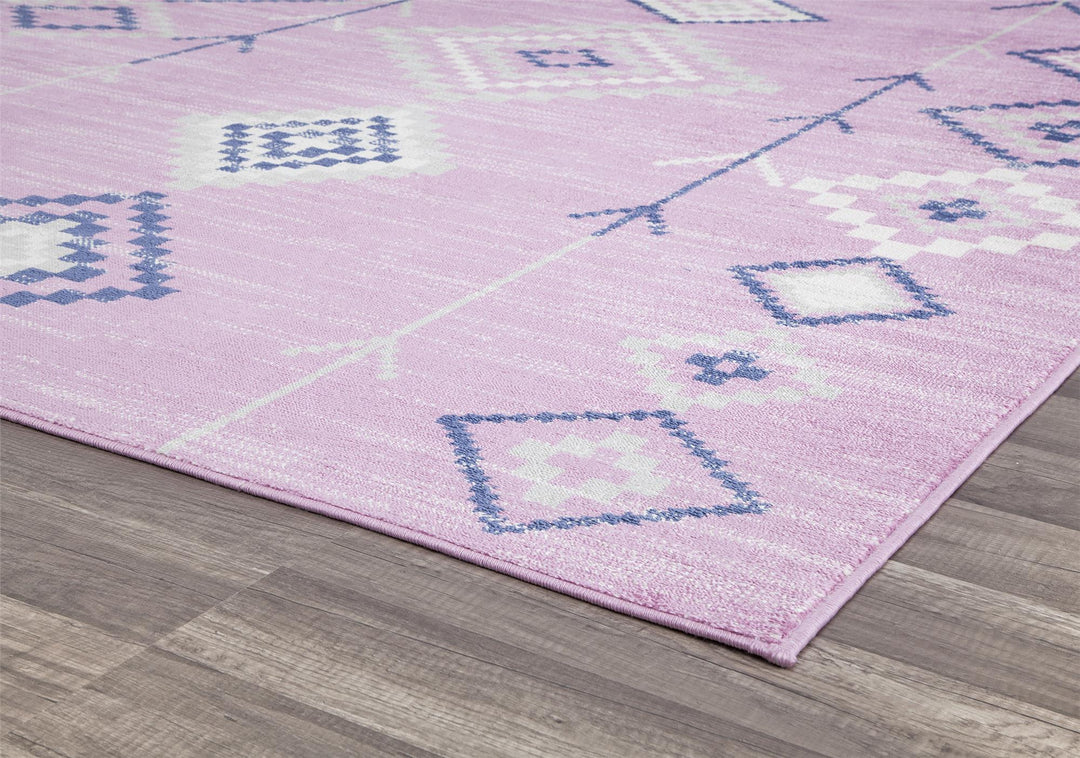 Tribal patterns in soft pink shades -  Pink  -  8'0"x10'0"
