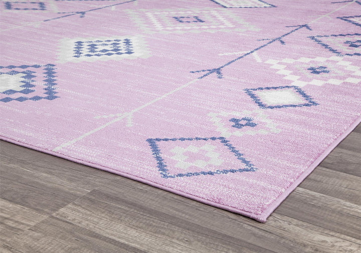 Tribal patterns in soft pink shades -  Pink  -  8'0"x10'0"