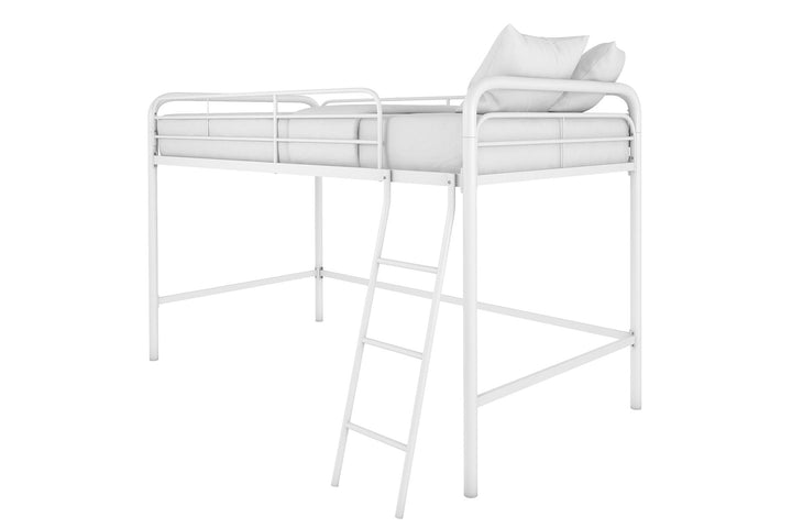 Jett Junior Loft Bed with Metal Frame and Built-In Ladder - White - Twin