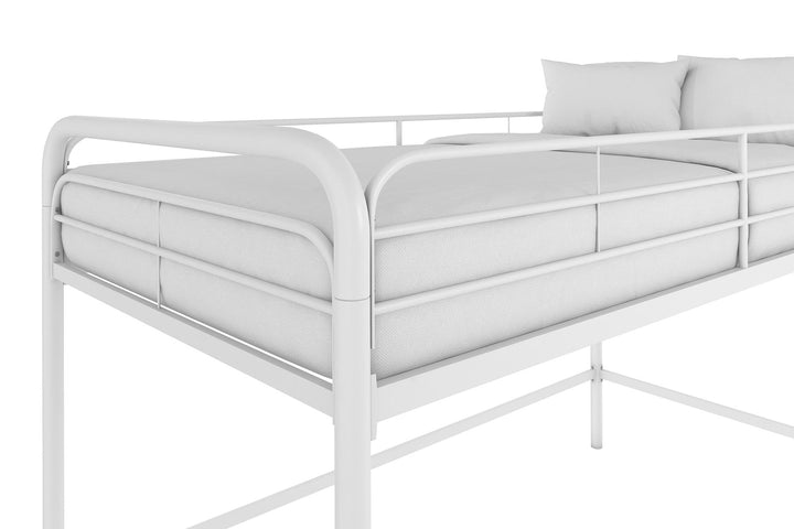 Jett Junior Loft Bed with Metal Frame and Built-In Ladder - White - Twin
