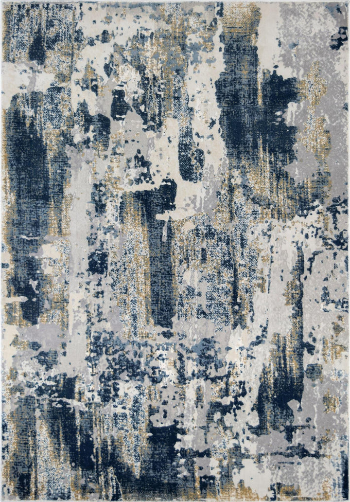 Astor Sapphire Blue Transitional Abstract Ivory Area Rug  -  Ivory  -  5'3"x7'0"