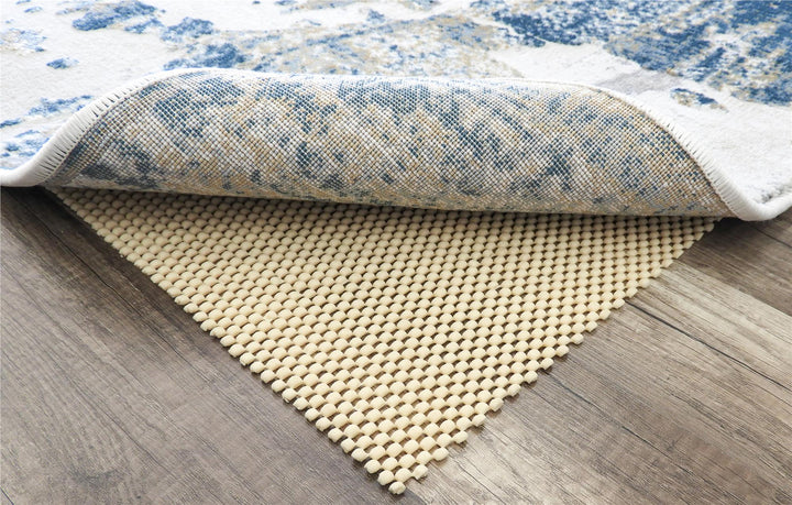 Ivory rug with sapphire blue designs -  Ivory  -  5'3"x7'0"