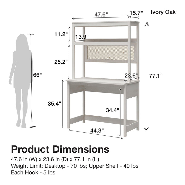 Tess Standing Desktop & Workstation with Modular Storage Options - Ivory Oak