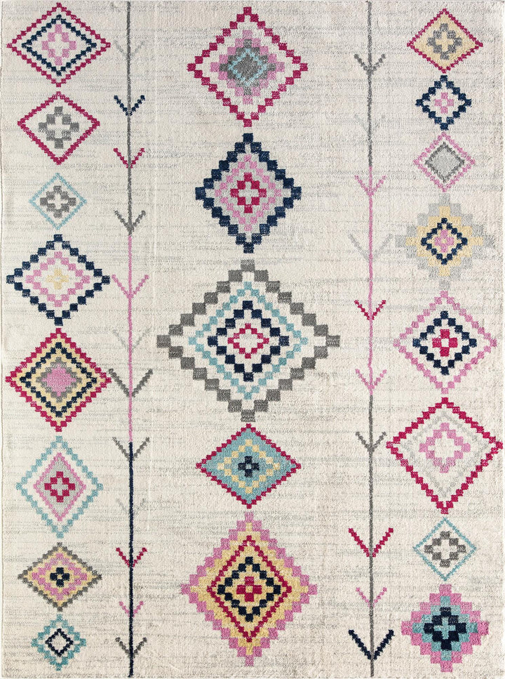 Soleil Native Ivory Tribal Moroccan ivory Area Rug  -  Ivory  -  5'3"x7'0"