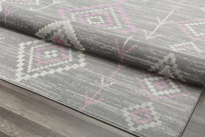 Gray rug with blush Moroccan accents -  Gray  -  5'0"x7'0"