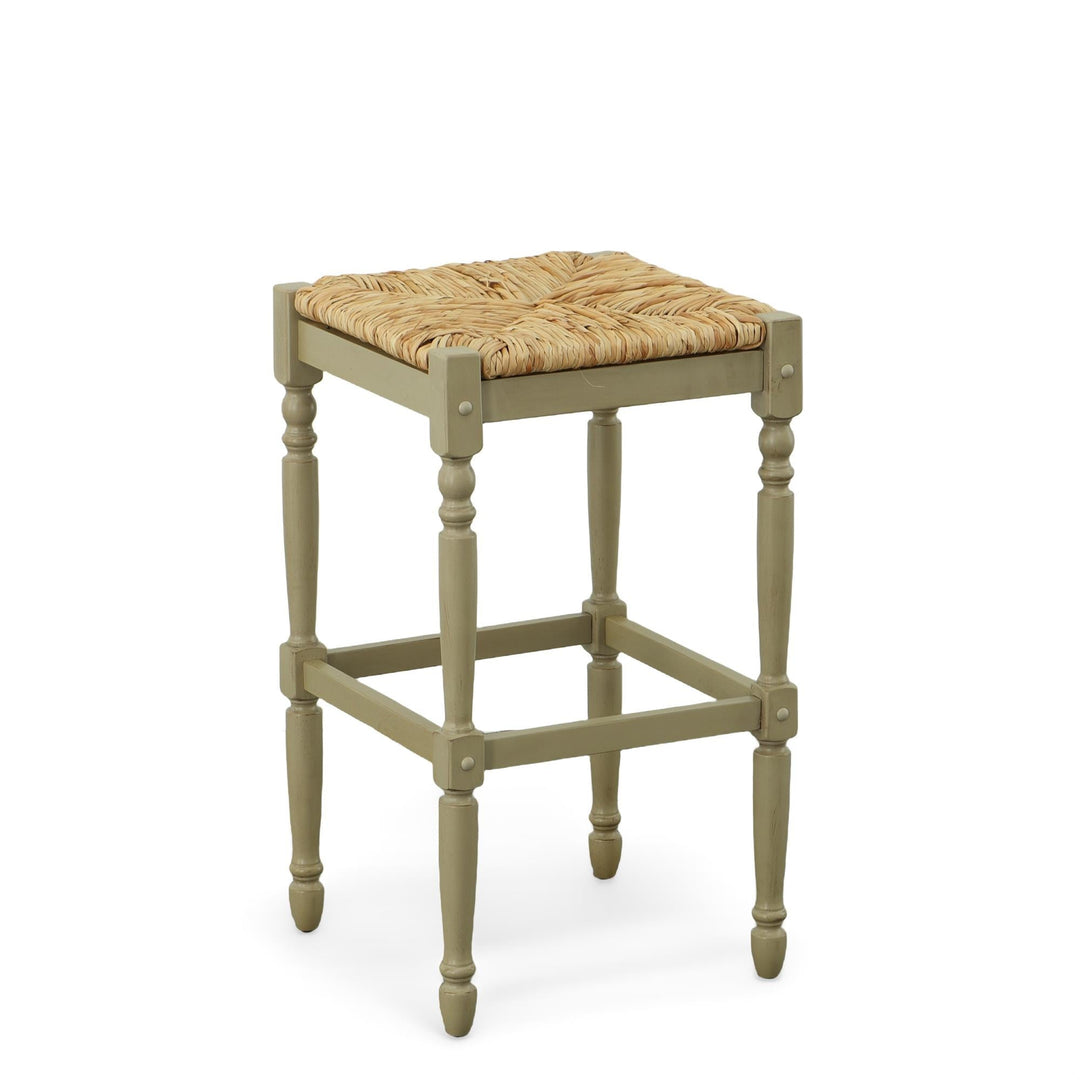 Mabel Barstool with Rush Style Seat  -  Grey