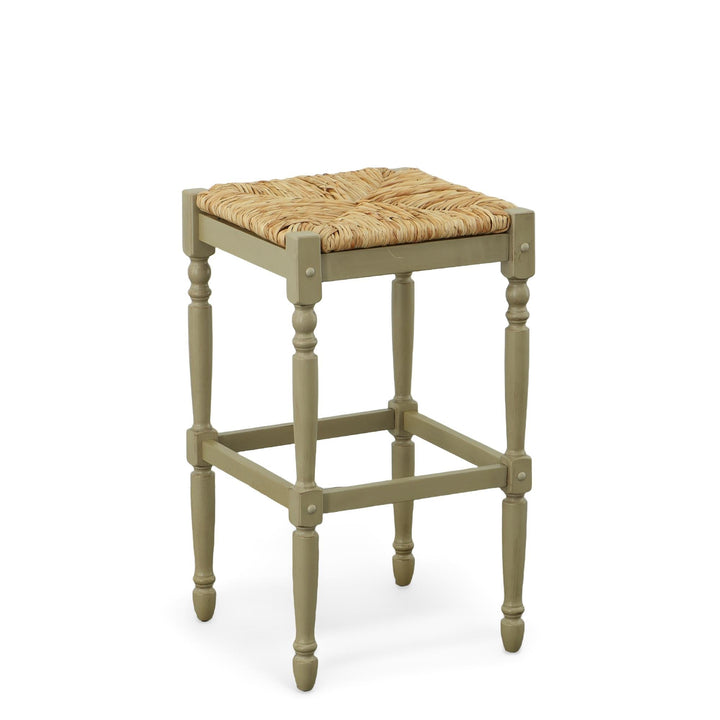Mabel Barstool with Rush Style Seat  -  Grey