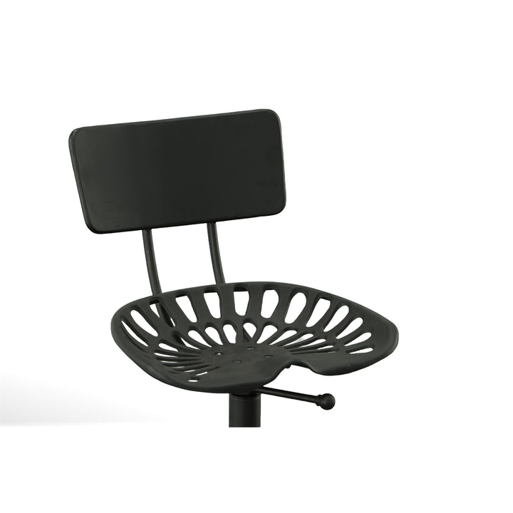 Barstool with backrest and tractor seat -  Black