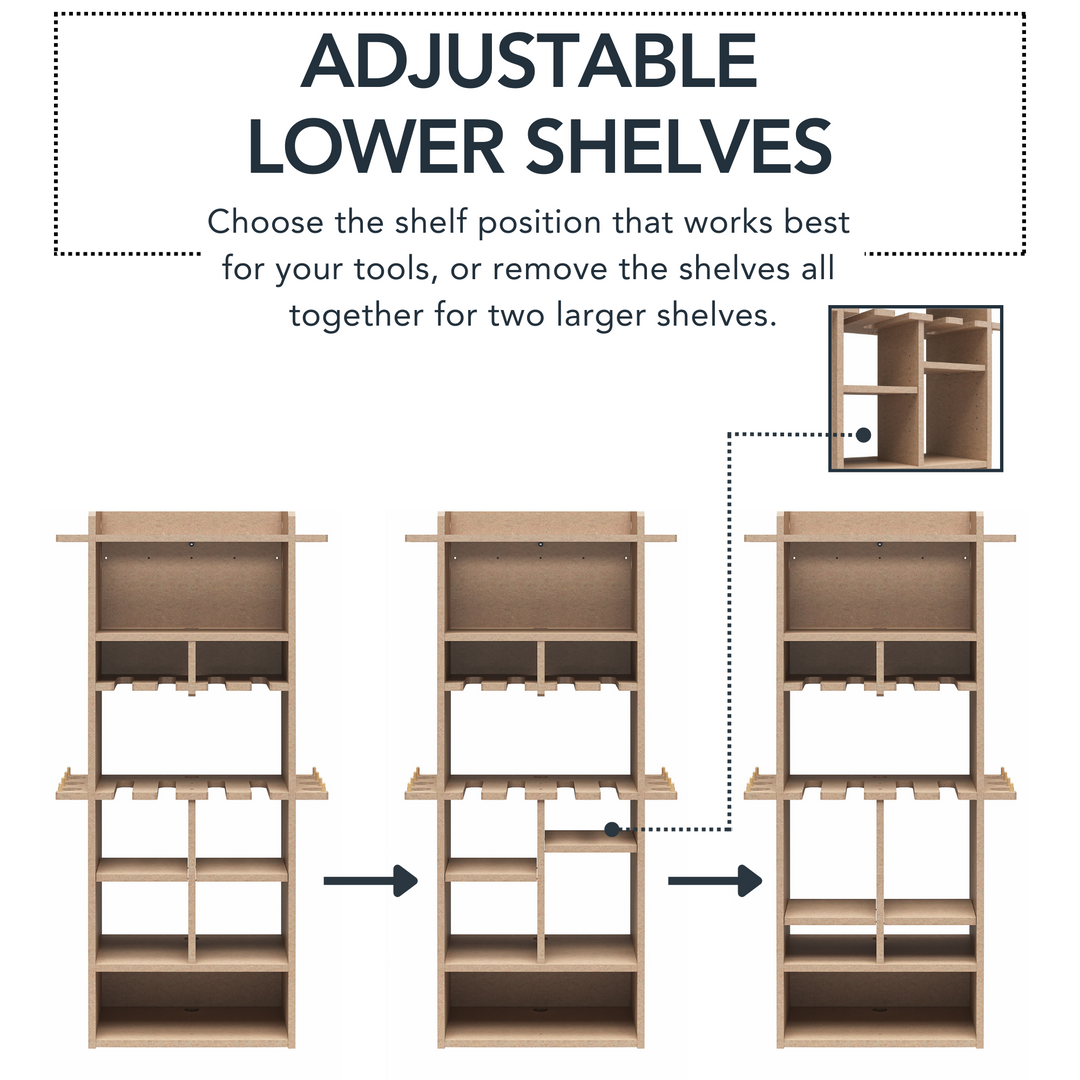 Benford 48" Extra Large Vertical Wall Mount Tool Organizer - Raw Board