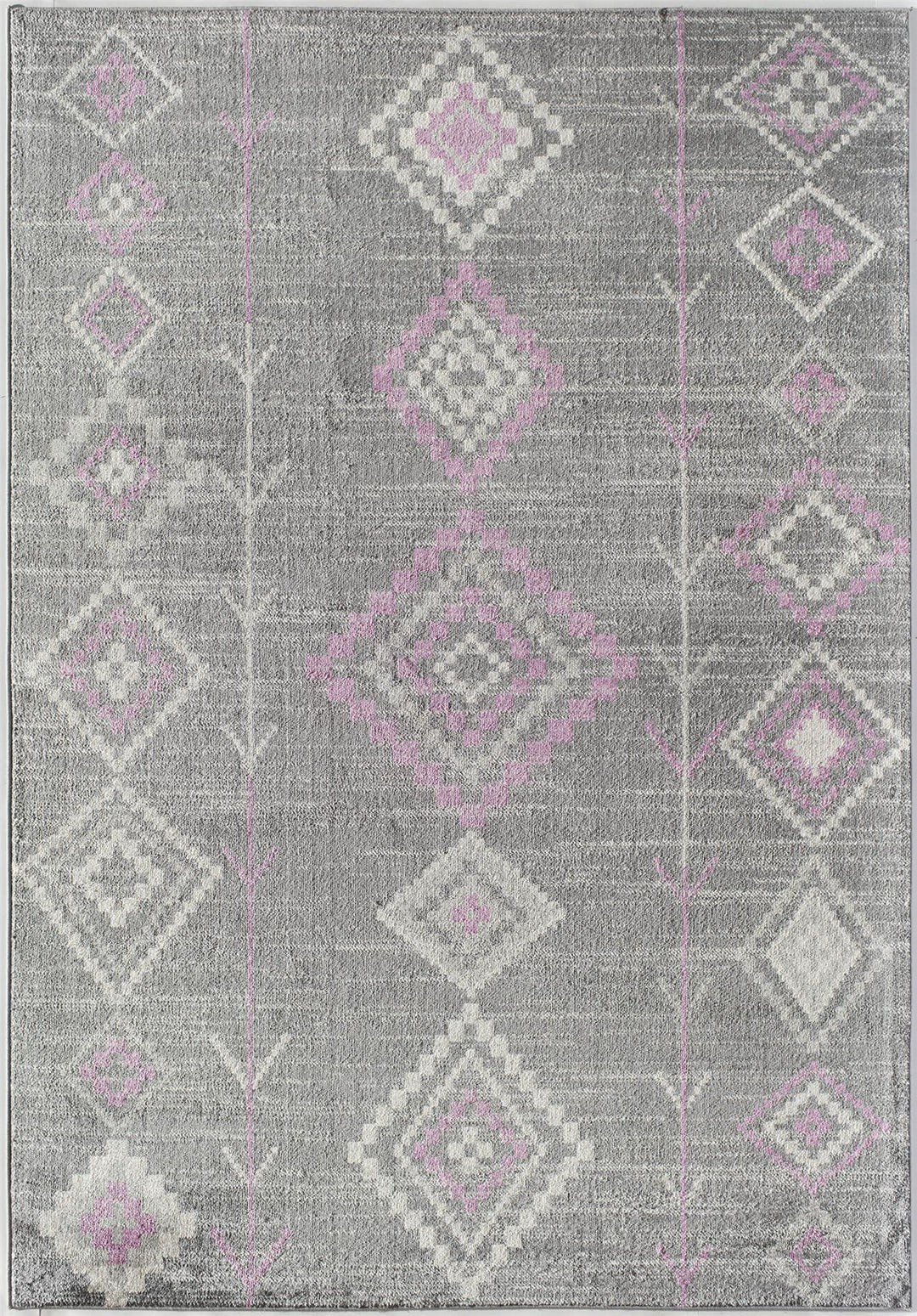 Elegant blush tribal designs on gray area rug -  Gray  -  8'0"x10'0"