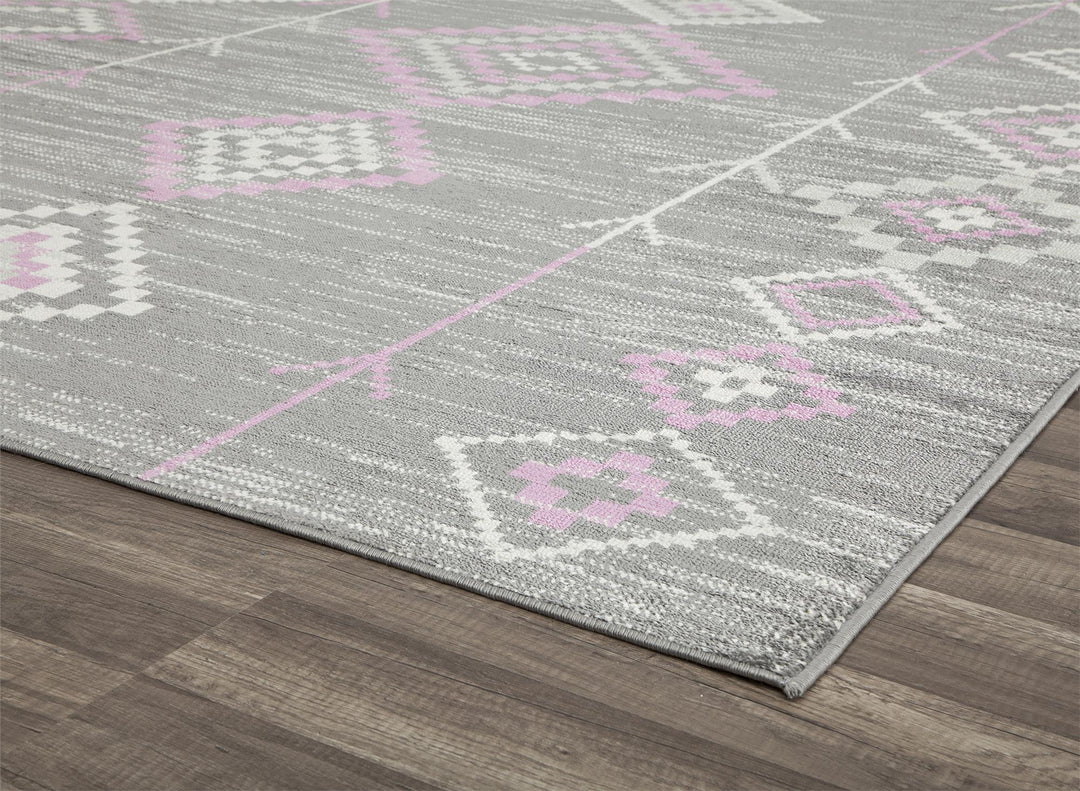 Soft blush and gray Moroccan bedroom rugs -  Gray  -  8'0"x10'0"