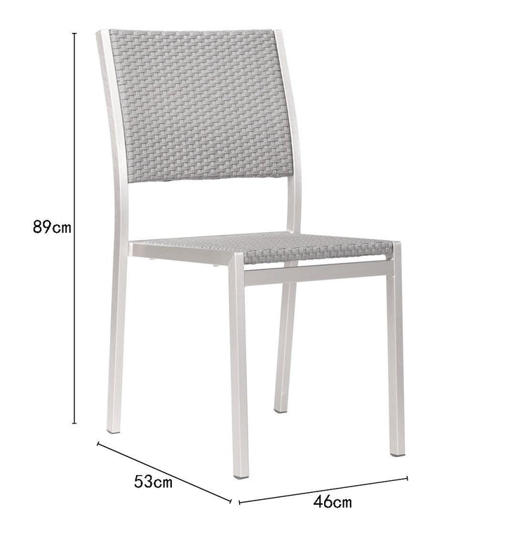 Set of 2 armless indoor dining chair - Gray