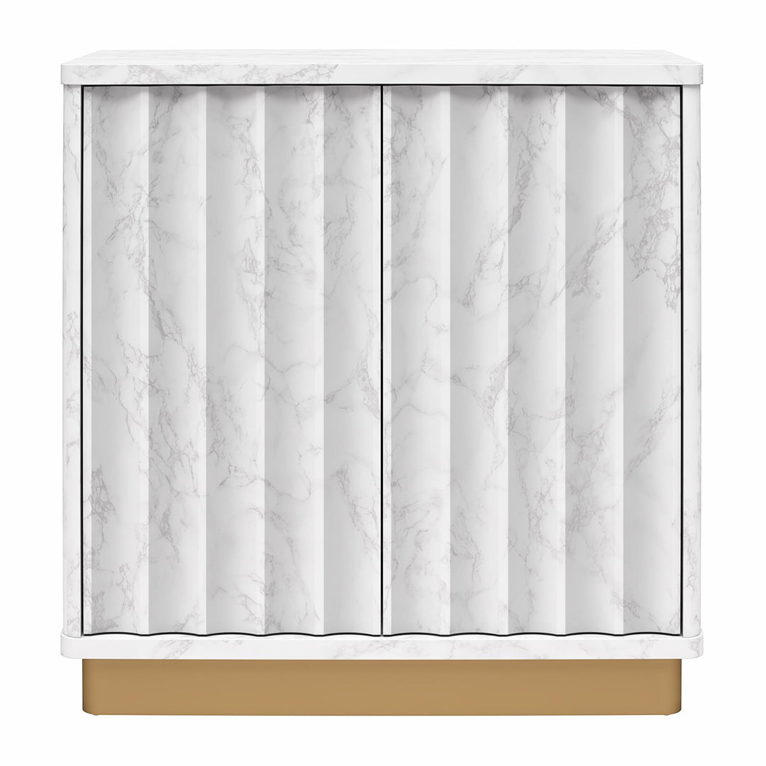 Rene Scalloped Accent Cabinet  -  White marble