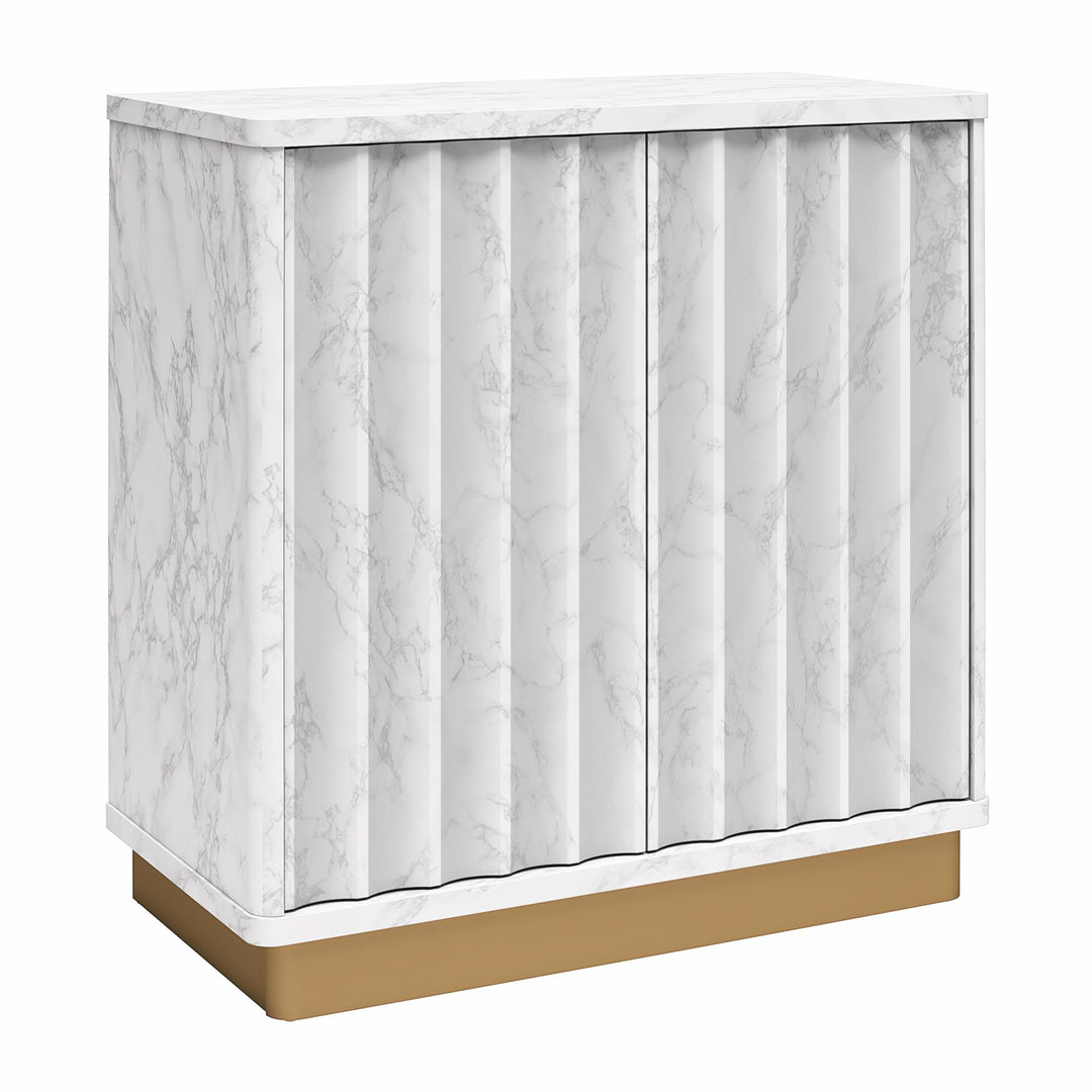 Unique scalloped cabinet designs -  White marble