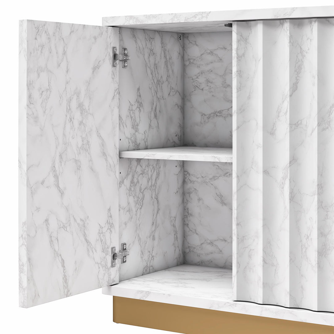 Cabinets with scalloped detailing -  White marble