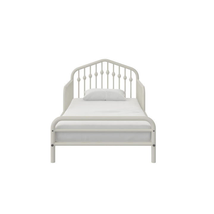 Bushwick Metal Toddler Bed with Metal Rails  -  Off White  -  Crib & Toddler Mattress