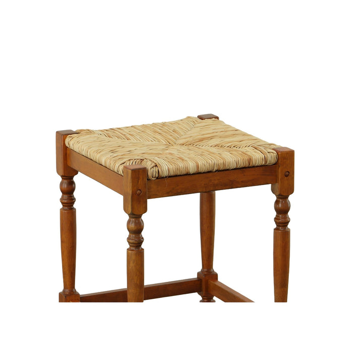 Comfortable rush seat stool -  Walnut