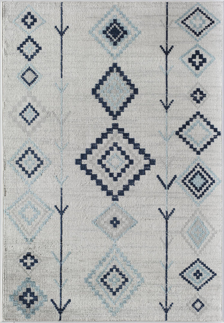 Contemporary ivory rug with tribal designs -  Ivory  -  8'0"x10'0"