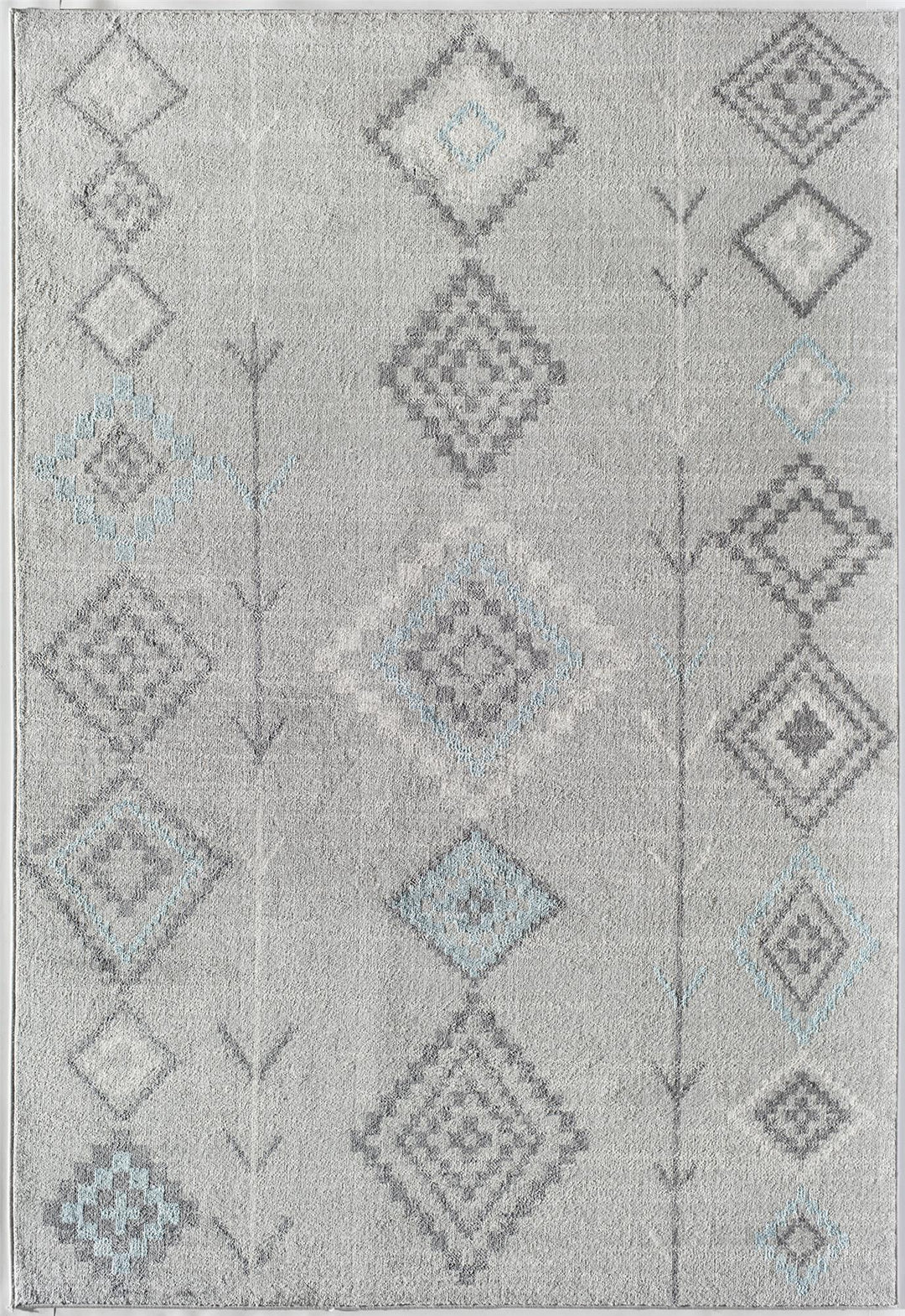 Contemporary turquoise gray Moroccan rug -  Gray  -  8'0"x10'0"