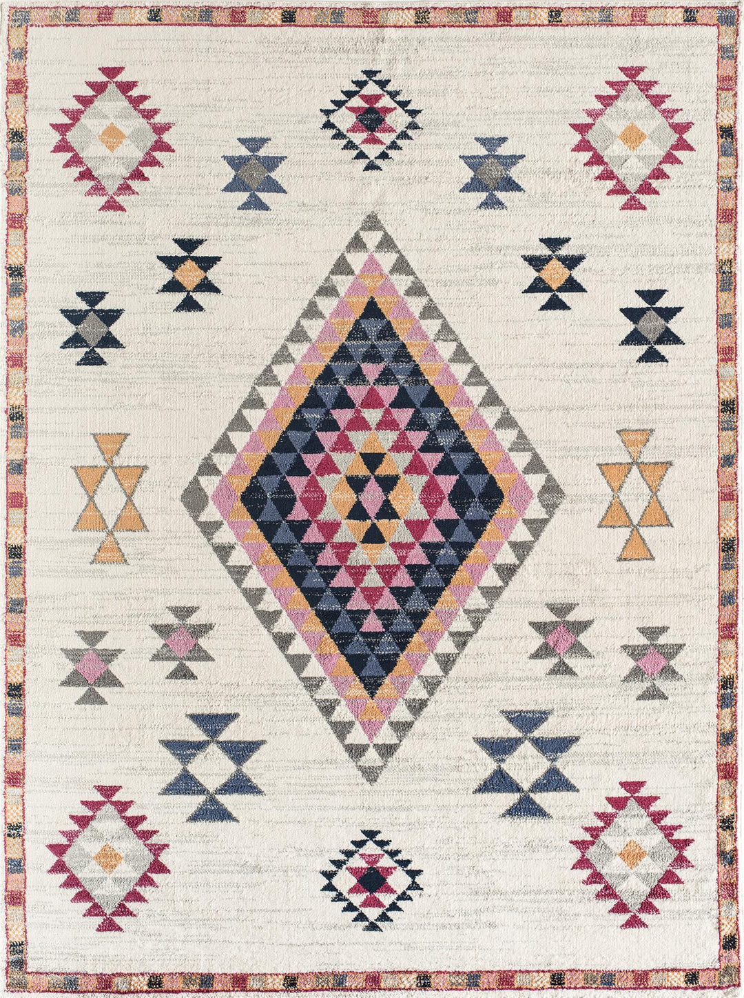 Soleil Sahara Ivory Tribal Moroccan ivory Area Rug  -  Ivory  -  5'3"x7'0"