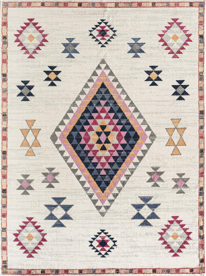 Soleil Sahara Ivory Tribal Moroccan ivory Area Rug  -  Ivory  -  5'3"x7'0"