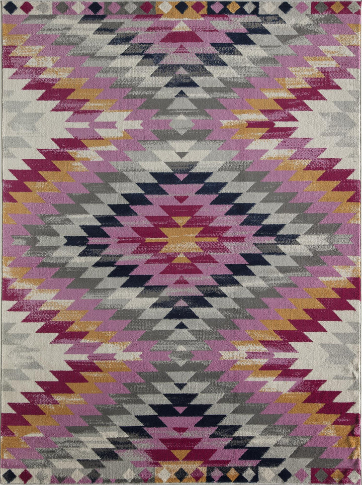 Soleil Tribal Rose Tribal Moroccan pink Area Rug  -  Rose  -  5'3"x7'0"
