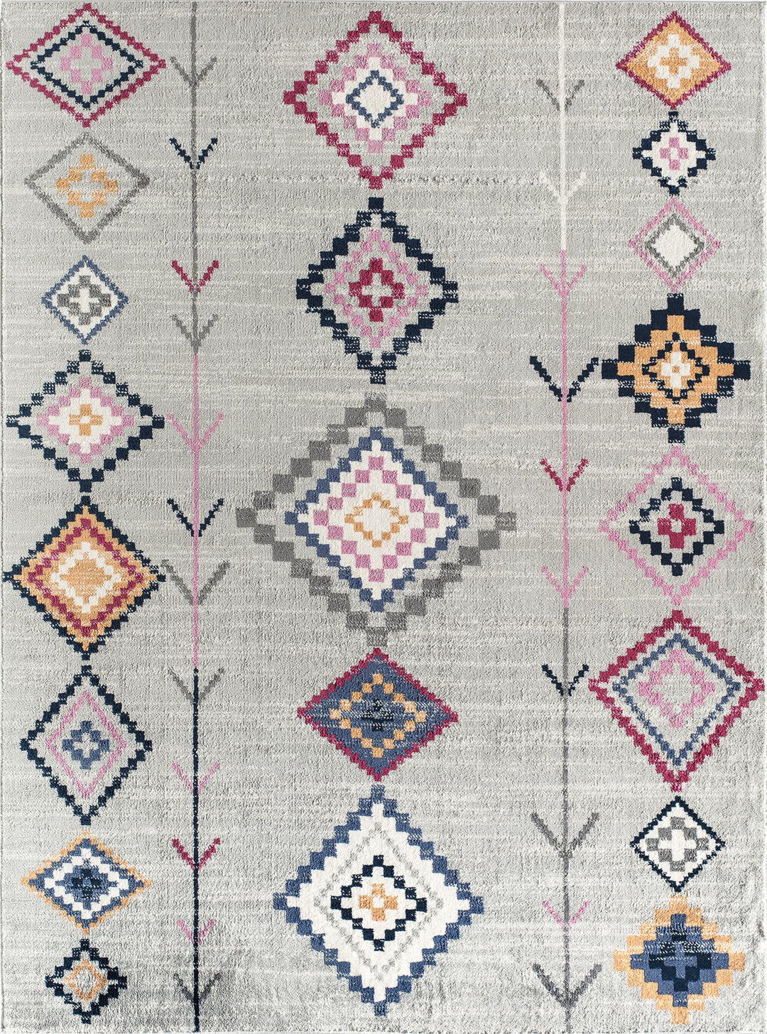 Soleil Native Grey Tribal Moroccan Light Gray Area Rug  -  Light Gray  -  5'3"x7'0"