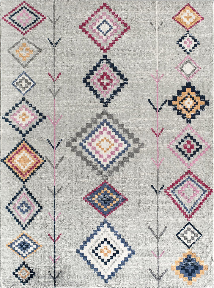 Soleil Native Grey Tribal Moroccan Light Gray Area Rug  -  Light Gray  -  5'3"x7'0"