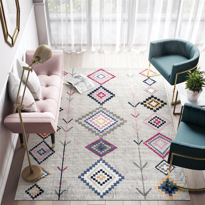Soleil Native Grey light gray rug -  Light Gray  -  5'3"x7'0"