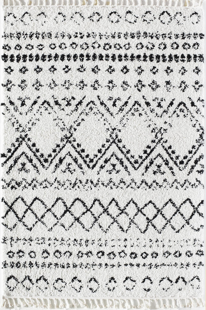 Moon Whisper White Tribal Moroccan White Area Rug  -  White  -  8'0"x10'0"