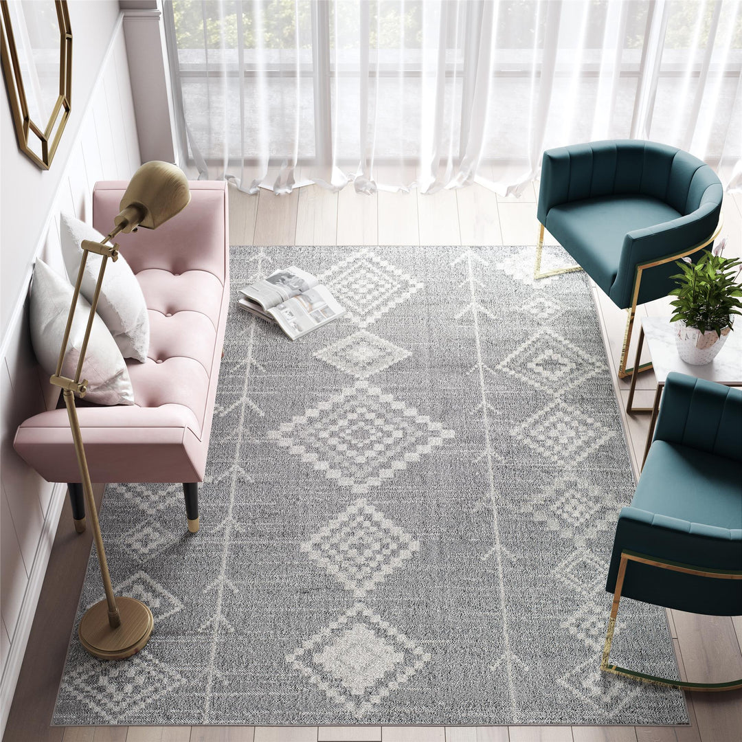 Moroccan tribal patterns in driftwood gray -  Gray  -  8'0"x10'0"