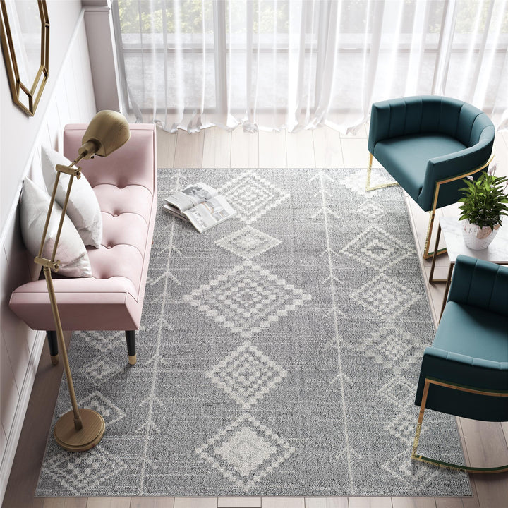 Moroccan tribal patterns in driftwood gray -  Gray  -  8'0"x10'0"