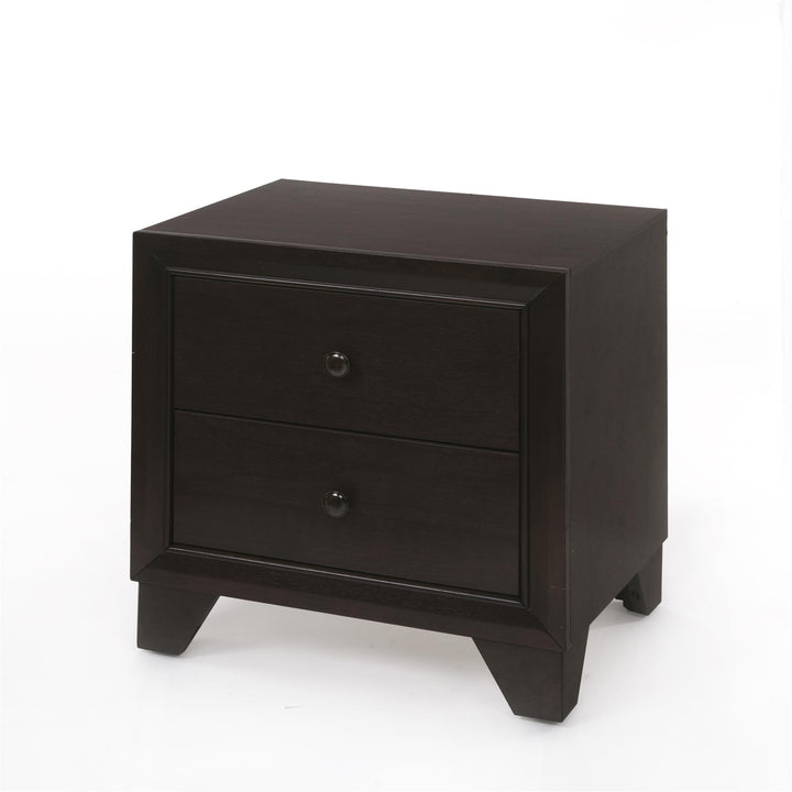 Solid wood nightstand with dual drawers -  N/A