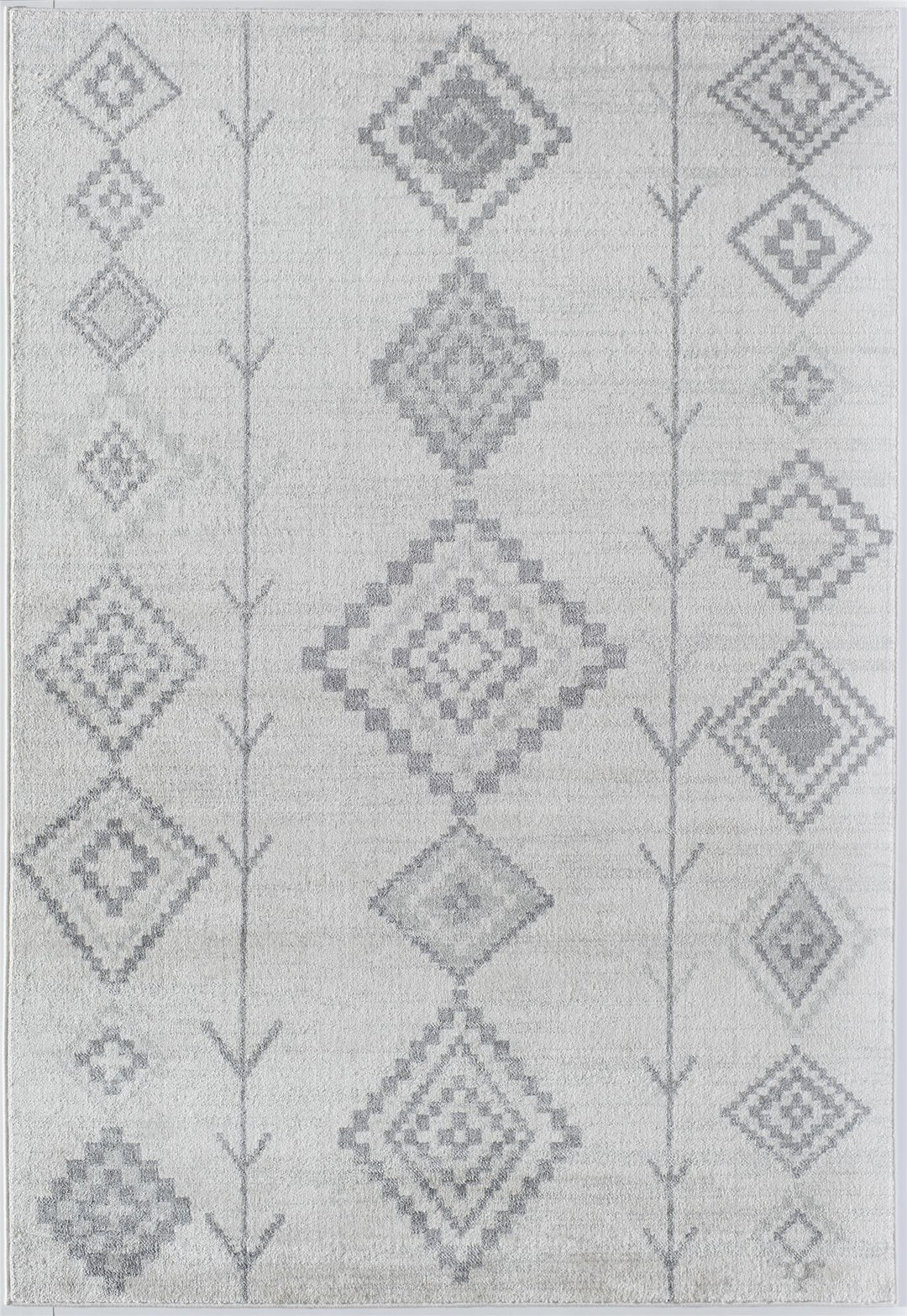 White and gray tribal area rug -  Light Gray  -  8'0"x10'0"