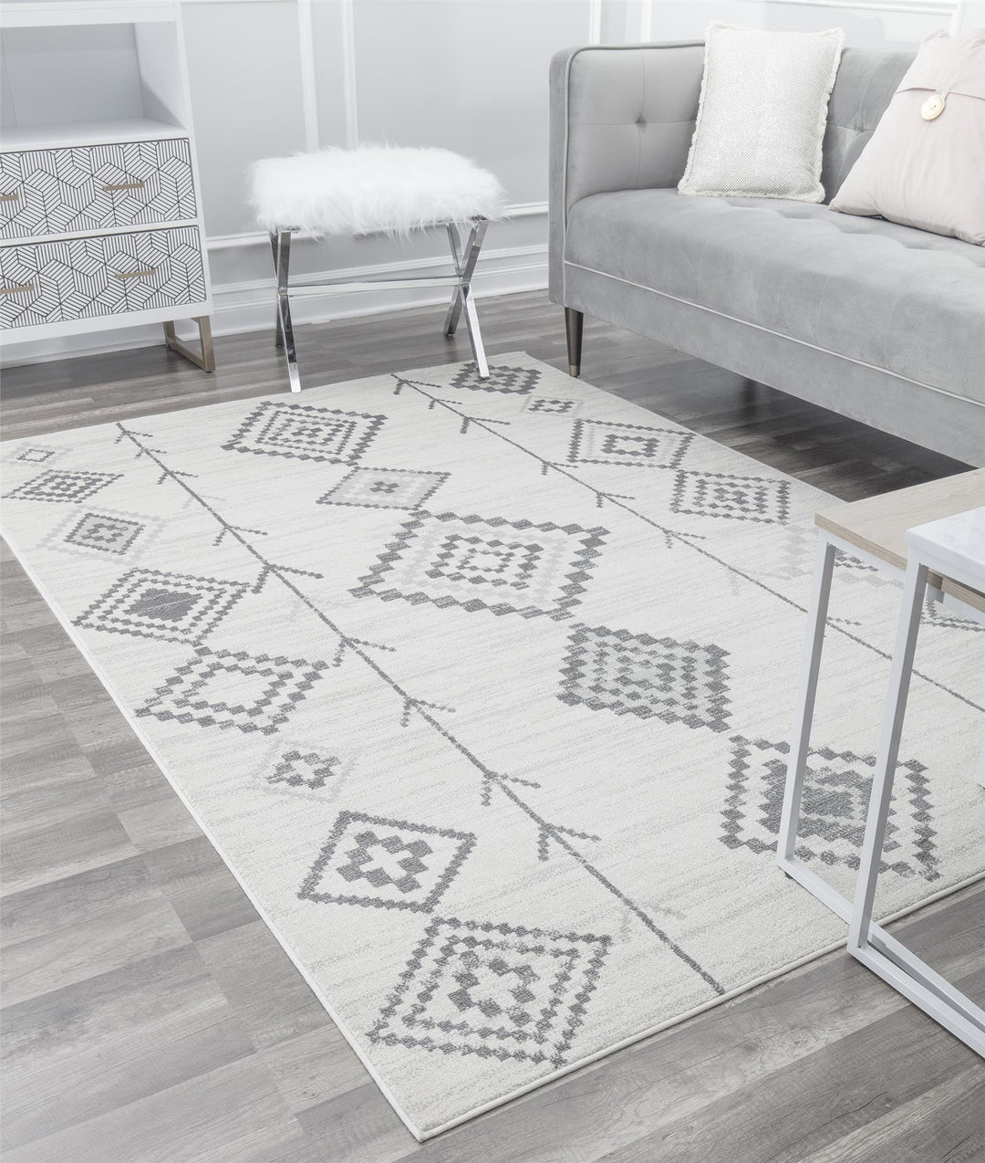 Neutral Moroccan rug for contemporary homes -  Light Gray  -  8'0"x10'0"