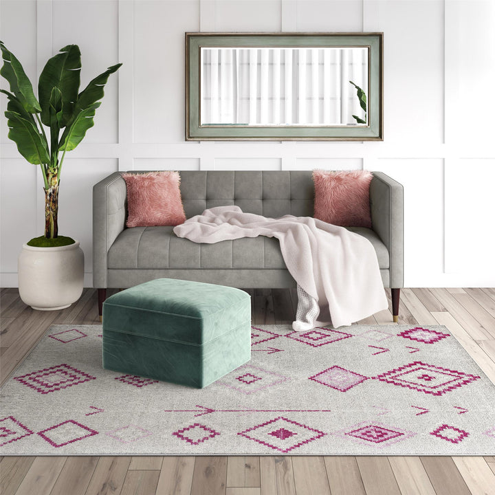 Fushchia and gray Moroccan rug -  Gray  -  5'0"x7'0"
