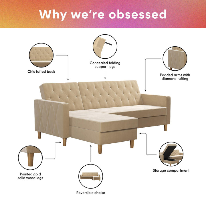 Liberty Reversible Sectional/Futon with Storage - Ivory